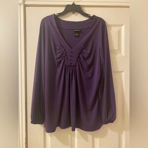 Lane Bryant Deep Purple Blouse with Button Detail